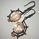 'Love Network' earrings with pink quartz, cut, Earrings, Novaya Usman,  Фото №1