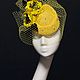 Желтая шляпка таблетка с цветами и вуалью, Шляпы, Санкт-Петербург,  Фото №1