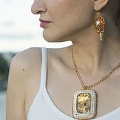 Украшения handmade. Livemaster - original item Beaded pendant with stone white gold Goddess of Greece. Handmade.