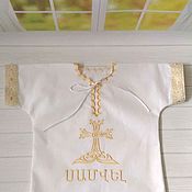 Работы для детей, handmade. Livemaster - original item Christening shirt with Armenian embroidery. Handmade.