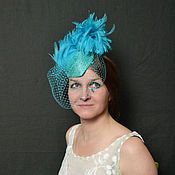 Аксессуары handmade. Livemaster - original item Evening hat with veil and feathers 