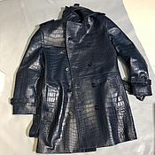 Мужская одежда handmade. Livemaster - original item Crocodile genuine leather raincoat, in dark blue color!. Handmade.