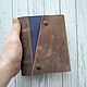 Кожаный блокнот А6 коричневый с синим на кнопках, Блокноты, Санкт-Петербург,  Фото №1