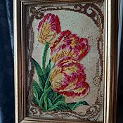 Картины и панно handmade. Livemaster - original item Painting with beads Velvet tulips. Handmade.