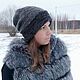 Шапка трансформер вязаная женская бини черный / серый / коричневый. Шапки. Natalie Wool-Art. Ярмарка Мастеров.  Фото №4