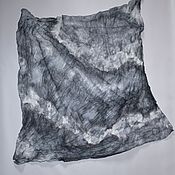 Аксессуары handmade. Livemaster - original item Grey silk handkerchief large 114 cm square thin large batik. Handmade.