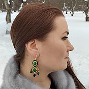 Украшения handmade. Livemaster - original item Long earrings with malachite, green chandelier earrings with pendants. Handmade.