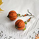 Earrings made of threads 'Pumpkins'. Earrings. Cotton_jewelry by Olga Shestova. Online shopping on My Livemaster.  Фото №2