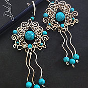 Украшения handmade. Livemaster - original item Set of earrings and pendant with turquoise 