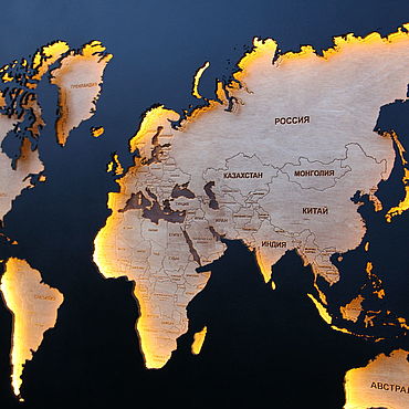 Деревянная Карта мира на стену черная 100х60 см CraftBoxUA винтернет-магазине Ярмарка Мастеров по цене 8100 ₽ – PEF98RU