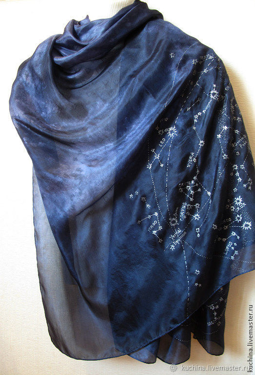 Petersburg map silk scarf Hand-painted silk shawl. St