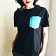 Women's loose t-shirt black with pocket. T-shirts. ThePocket. Online shopping on My Livemaster.  Фото №2