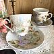 Чашка с блюдцем. Фарфор, роспись Кузнецовская сирень. Наборы посуды. Анна Орлова. Дом с историей.. Ярмарка Мастеров.  Фото №4