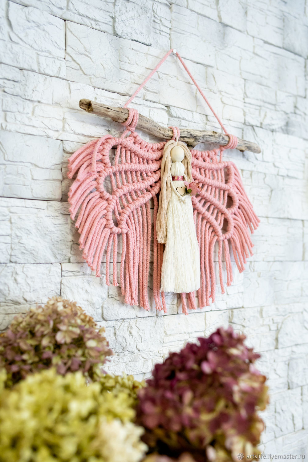  ангел с розовыми крыльями, Панно макраме, Новосибирск,  Фото №1