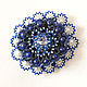 Brooch lace blue Magical Evening, with crystallized™, tatting, e, Brooches, Novosibirsk,  Фото №1