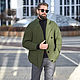 Order Olive knitted men's cardigan with buttons. SHAPAR - knitting clothes. Livemaster. . Mens outerwear Фото №3