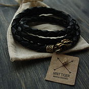 Украшения handmade. Livemaster - original item Leather bracelet ,bracelet with the wolves. Handmade.