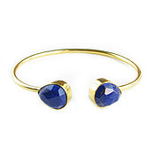 Украшения handmade. Livemaster - original item Gold bracelet with lapis lazuli, bracelet with two stones, lapis lazuli bracelet. Handmade.