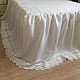 Linen valance sheet 'Snow-white tenderness' in stock, Valances and skirts for the bed, Ivanovo,  Фото №1
