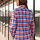 Shirt in men's style blue-red checkered with an ornament. Shirts. NATALINI. My Livemaster. Фото №5