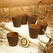 Посуда handmade. Livemaster - original item Set of wooden textured glasses made of pine (6 pcs). R16. Handmade.