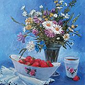 Картины и панно handmade. Livemaster - original item Oil painting in a frame of Wildflowers. summer picture. Handmade.