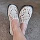 Knitted fishnet moccasins, size 37, white cotton. Moccasins. florina34. My Livemaster. Фото №6