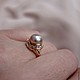 Позолоченное кольцо с розовым речным жемчугом ААА. Кольца. анна. Интернет-магазин Ярмарка Мастеров.  Фото №2