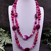 Работы для детей, handmade. Livemaster - original item Long beads natural raspberry agate. Handmade.