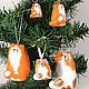 Set of Christmas toys 'Cat family' tan / white, Christmas decorations, St. Petersburg,  Фото №1
