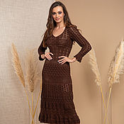Одежда handmade. Livemaster - original item Dark brown Summer Knitted dress. Handmade.