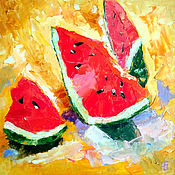 Картины и панно handmade. Livemaster - original item Painting Watermelon still life oil palette knife. Handmade.