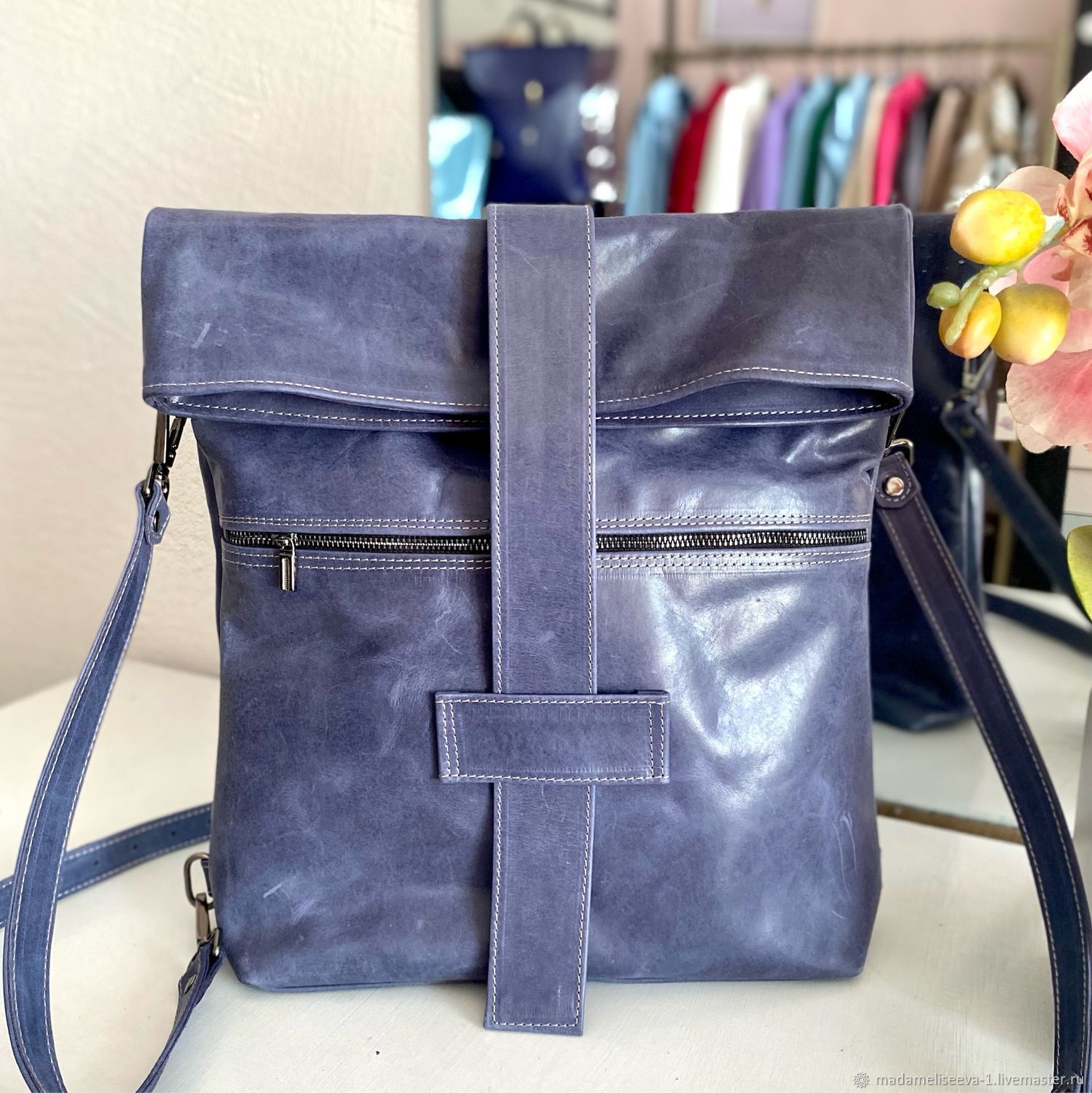 Кожаная сумка - рюкзак PALERMO Сизая в интернет-магазине Ярмарка ...