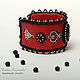 The Flamenco leather bracelet with agate beaded red black, Bead bracelet, Novosibirsk,  Фото №1
