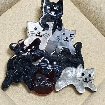 Украшения ручной работы. Ярмарка Мастеров - ручная работа Брошь "Коты ". Handmade.