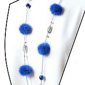 Украшения handmade. Livemaster - original item Necklace-beads made of blue mink with agate. Handmade.