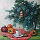 New Year's cup of coffee. Oil painting on canvas, Pictures, Moscow,  Фото №1