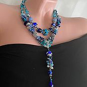 Украшения handmade. Livemaster - original item Necklace: stylish decoration on the neck, bright blue necklace. Handmade.
