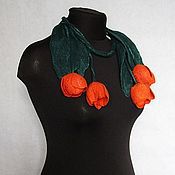 Валяный шарф " Оранжевая осень"
