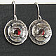 Silver earrings in boho style with garnets, Earrings, Tomsk,  Фото №1