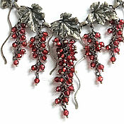 Necklace-a sprig of coral Angel skin on a silver chain