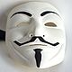 Colleсtion White Guy Fawkes mask V for Vendetta mask Anonymous Freedom, Carnival masks, Moscow,  Фото №1