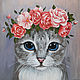 портрет серой кошки, Картины, Санкт-Петербург,  Фото №1