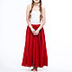 Order bright red boho skirt made of 100% linen. etnoart. Livemaster. . Skirts Фото №3