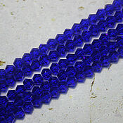 Материалы для творчества handmade. Livemaster - original item Biconuses 3 mm 60 pcs on a thread Cobalt blue. Handmade.