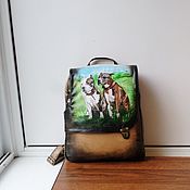Сумки и аксессуары handmade. Livemaster - original item Backpack leather with painting to order for Innochka.. Handmade.