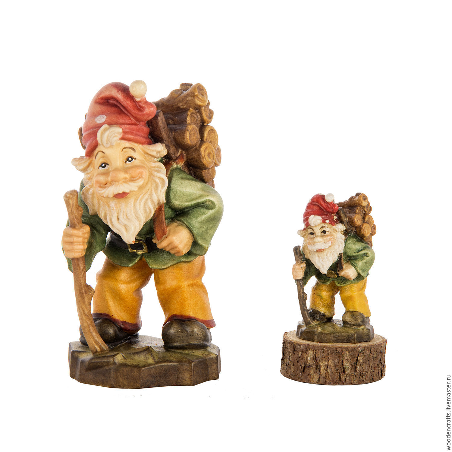 Фигурка из дерева "Домовой гном с вязанкой дров в интернет-магазине ...