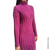 Одежда handmade. Livemaster - original item Knitted dress with Scottish tweed, large braids, wool. Handmade.