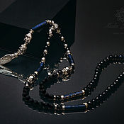 Aura Hypersthene Wide Leather men's bracelet with Lapis stone