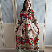 Одежда handmade. Livemaster - original item Dress with poppies, Russian Slavic 